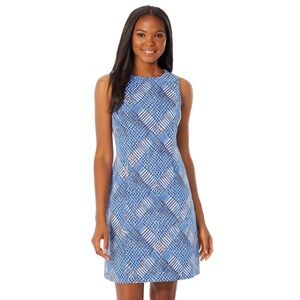 J. McLaughlin Blue Geometric Print Sleeveless Shift Dress Size Small